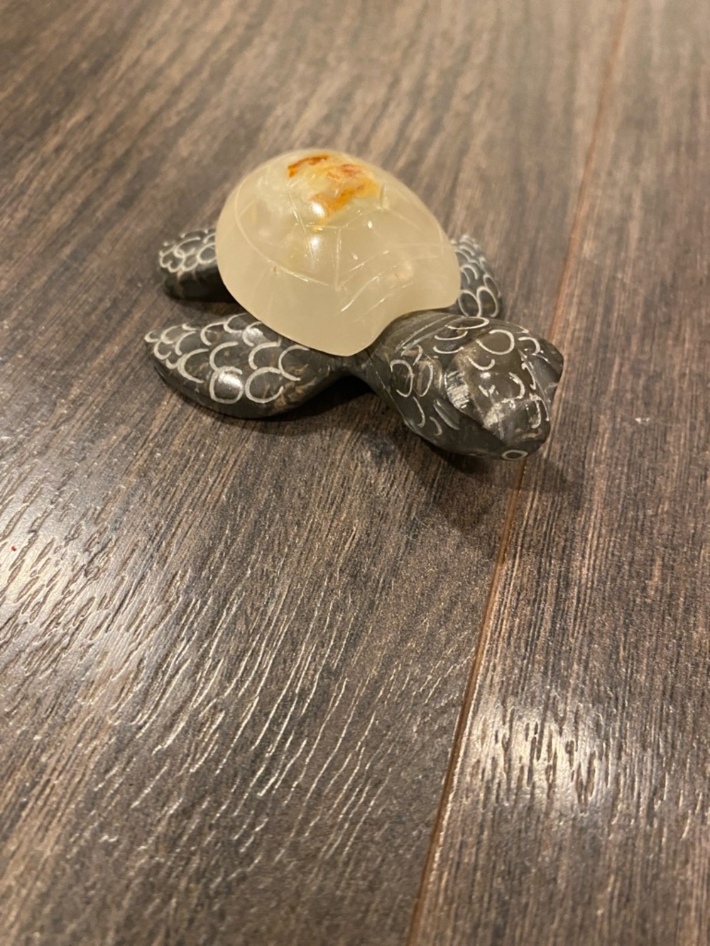 Decorative Black and Cream Turtle Accent Sculpture